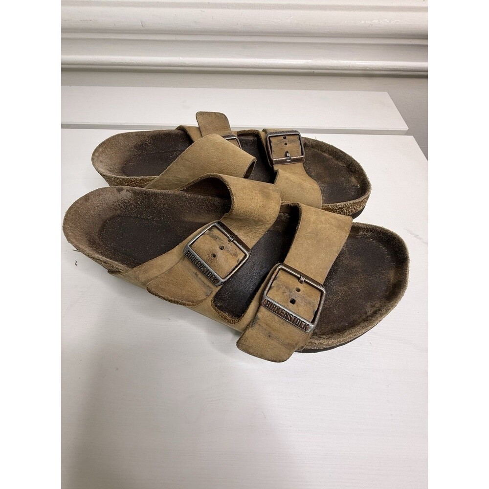 Birkenstock Arizona Taupe Suede Sandals EU 37 Double Strap Buckle